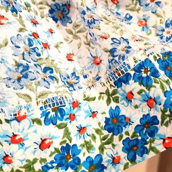 HANDMADE BABY GIRLS 3 PC BLUE, WHITE, ORANGE DRESS OUTFIT SET - Picture 4 of 9